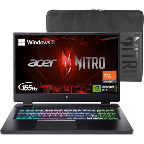 Acer Nitro 17 Laptop para juegos | CPU AMD Ryzen 7 7735HS Octa-Core | GPU NVIDIA GeForce RTX 4050 | Pantalla IPS FHD de 17.3 pu