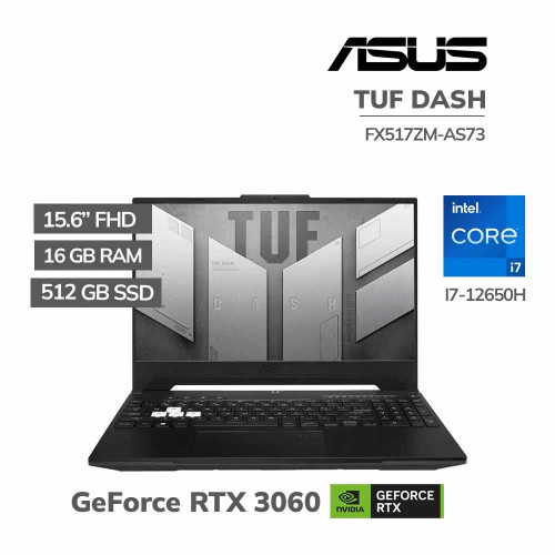 ASUS TUF Dash 15 (2022) Gaming Laptop, 15.6” 144Hz FHD Display, Intel Core i7-12650H, GeForce RTX 3060, 16GB DDR5, 512GB SSD, T
