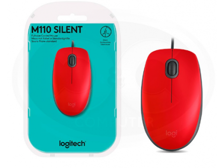 Mouse Logitech Alámbrico M110 Rojo