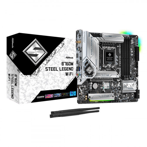 MBO ASROCK B760M STEEL LEGEND 13va. LGA1700 DDR5 WIFI HDMI DP M.2 15USB PCIE5.0 mATX