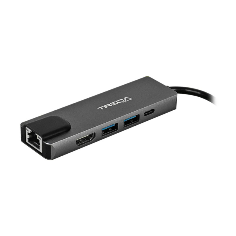 HUB TREQA USB TYPE-C TO 2 PUERTOS USB3.0 1HDMI 1RJ45 SILVER