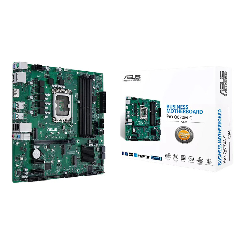 MBO ASUS PRO Q670M-C-CSM 13VA-12VA LGA1700 4DDR5-5600 2DP HDMI 2M.2 6USB PCIE4.0 MATX