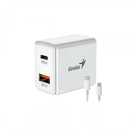 CARGADOR GENIUS PD-20ACP DUAL USB 3.0 - USB-C WHITE