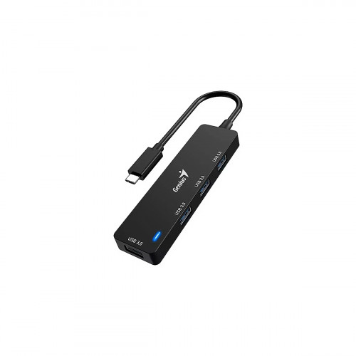 Hub Genius UH-400 USB Tipo-C to 4P USB-3.0 Black
