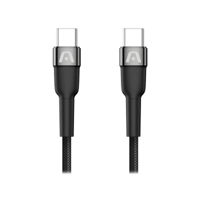CABLE ARGOM CB-0047BK TYPE-C TO TYPE-C 65 W NYLON 1.8M BLACK