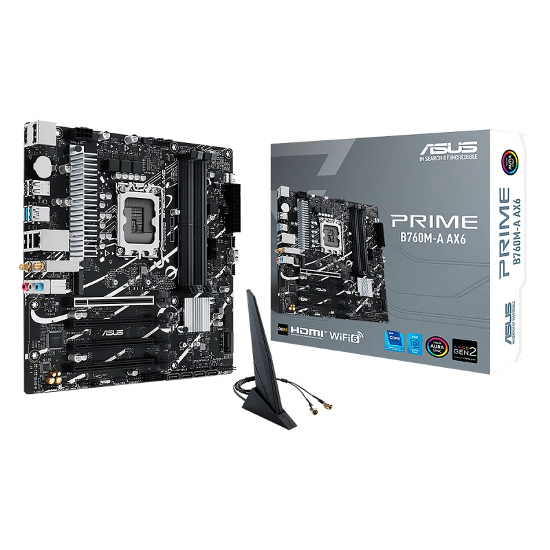 MBO ASUS PRIME B760M-A  AX6 LGA-1700 Intel 14va. 4DDR5 Wifi DP HDMI 3M.2 12USB PCIe 4.0 mATX