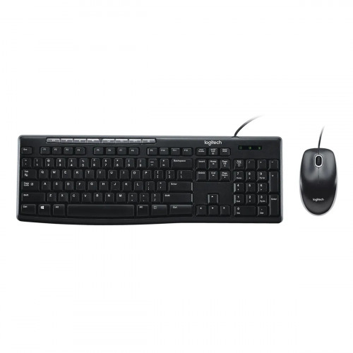 TECLADO-MOUSE COMBO LOGITECH MK200 NEGRO USB PLUG AND PLAY RESISTENTE A SALPICADURAS