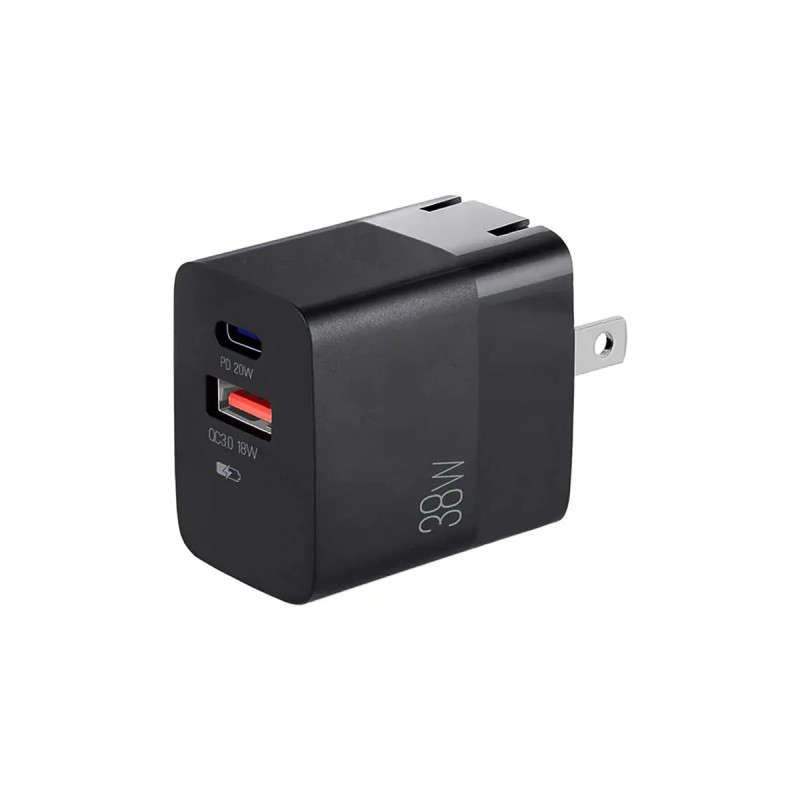 CARGADOR DE PARED ARGOM 38W PRO PD TYPE-C USB ARG-AC-0122BK BLACK