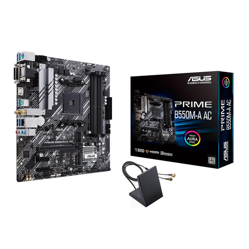 MBO ASUS PRIME B550M-A AC AMD AM4 RYZEN 4DDR4 WIFI HDMI DVI D-SUB 2M.2 1PCIEX16 3PCIE MATX
