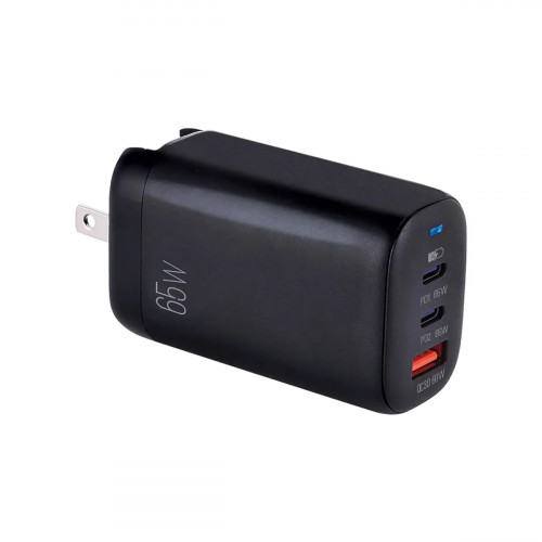 CARGADOR DE PARED ARGOM VOLTA P8 65W GAN 3 DUAL PD TYPE-C USB ARG-AC-0126BK BLACK