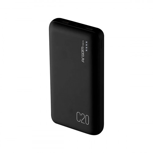 POWER BANK ARGOM C20 20000 MAH BLACK DC INP. 5V-2A OUT. 5V-2A CAB. INCL