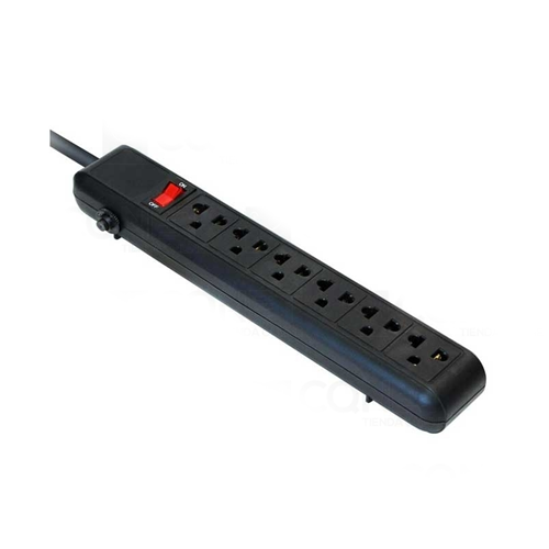 Regleta Spartan 110/220v 6 Puertos Nema Universales + 2 Usb Negra