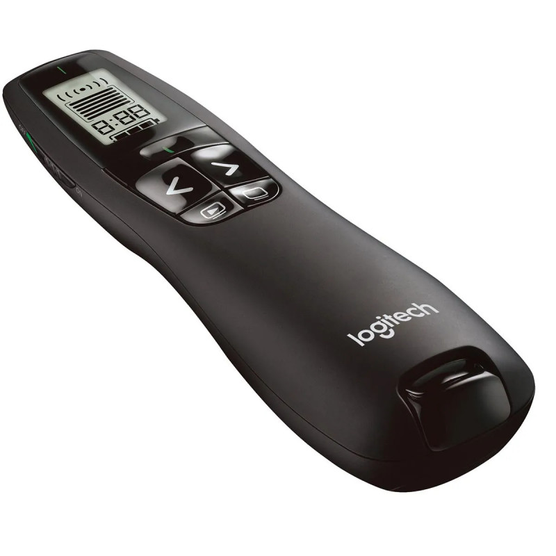 PUNTERO LOGITECH PROFESIONAL R800 NEGRO LCD-USB-PLUG AND PLAY-LUZ VERDE-RADIO 30 METROS