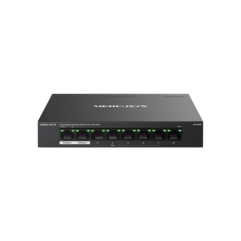 SWITCH MERCUSYS ESCRITORIO 8PORT CON 7 PORT PoE Plus 30W 10-100-1000MBPS 250m