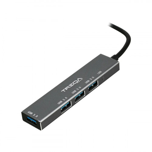 HUB TREQA USB TYPE-C TO 4 PUESTOS USB3.0 SILVER