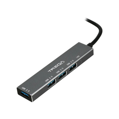 HUB TREQA USB TYPE-C TO 4 PUESTOS USB3.0 SILVER