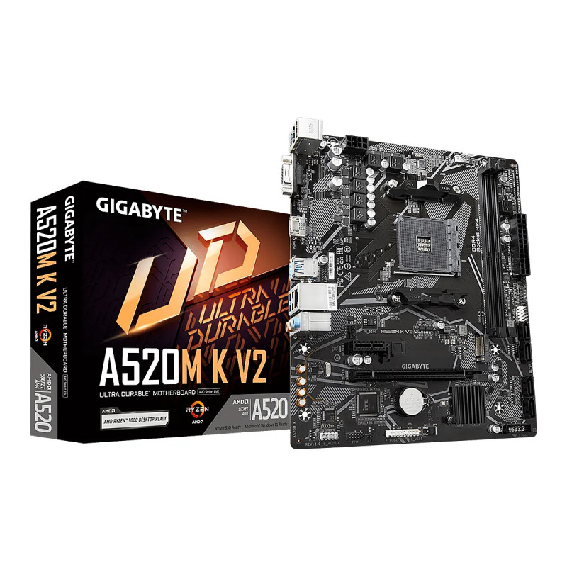 MBO GIGABYTE A520M K V2 AMD AM4 RYZEN 5000 2DDR4 D-SUB HDMI M.2 USB3.2 PCIE 3.0 MATX