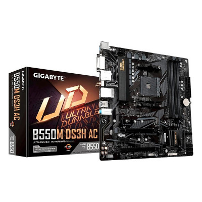 MBO GIGABYTE B550M DS3H AC  AMD AM4 RYZEN 4-DDR4 WIFI BT HDMI DVI-D M.2 PCIE MATX