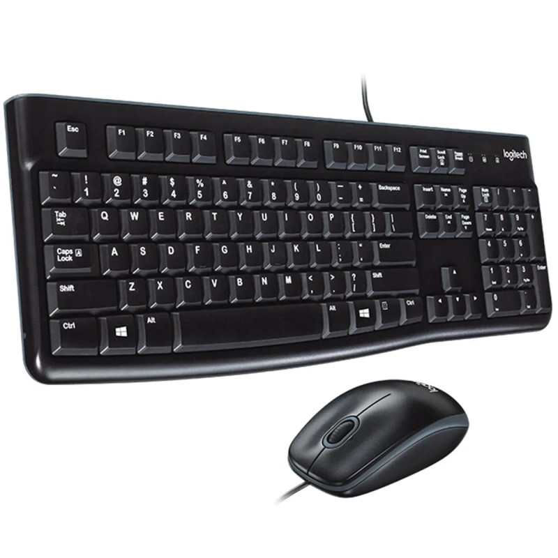 TECLADO-MOUSE COMBO LOGITECH MK120 NEGRO USB PLUG AND PLAY RESISTENTE A SALPICADURAS