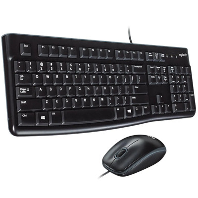 TECLADO-MOUSE COMBO LOGITECH MK120 NEGRO USB PLUG AND PLAY RESISTENTE A SALPICADURAS