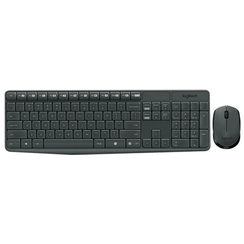 TECLADO-MOUSE COMBO LOGITECH MK235 NEGRO WIRELESS USB RESISTENTE A SALPICADURAS