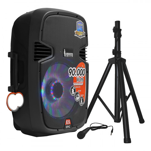 PARLANTE ES-2 GAD EPIC 15-LED RGB 15Pulg. MIC. CABLE PEDESTAL 90000W NEGRO