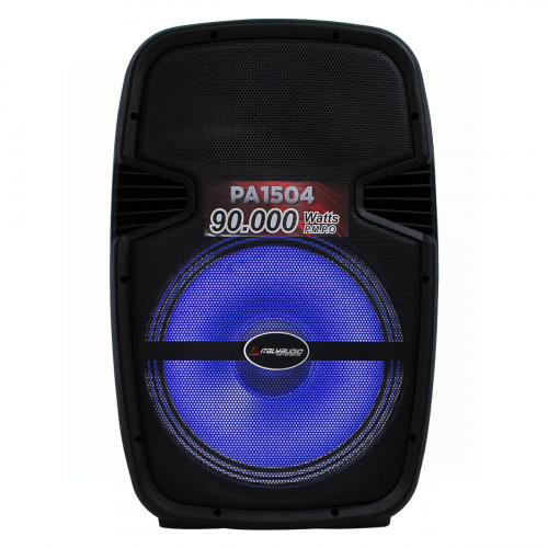 CAJA DE AUDIO ITALY PA1504 15INCH 90000W USB MIC-INH LED SD BT RADIO CTR. REMO. CON RUEDAS