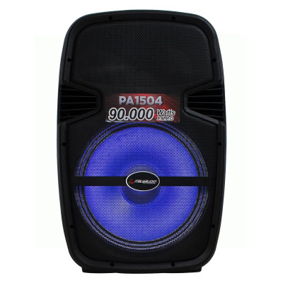 CAJA DE AUDIO ITALY PA1504 15INCH 90000W USB MIC-INH LED SD BT RADIO CTR. REMO. CON RUEDAS