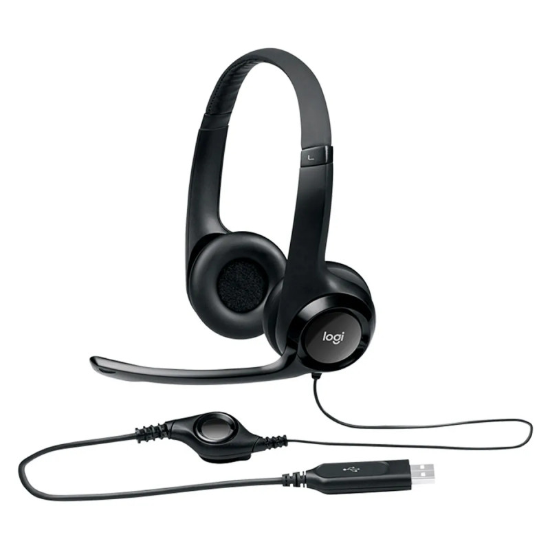 HEADSET LOGITECH H390 NEGRO USB PLUG AND PLAY SUPRESION RUIDO SONIDO ESTEREO