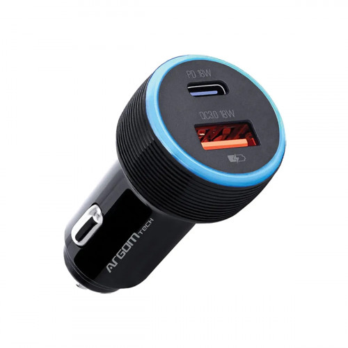 CAR CHARGER ARGOM FORCE C1 38W PD TYPE-C - USB BLACK