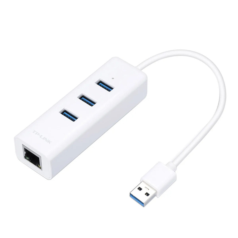 ADAPTADOR USB 2 EN 1 CON HUB DE 3 PUERTOS USB 3.0 Y ADAPTADOR ETHERNET GIGABIT UE330