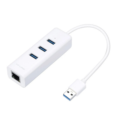 ADAPTADOR USB 2 EN 1 CON HUB DE 3 PUERTOS USB 3.0 Y ADAPTADOR ETHERNET GIGABIT UE330