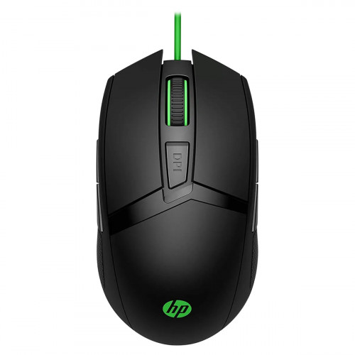 MOUSE HP 300 PAV GAMING GRN WITH CABLE BLACK