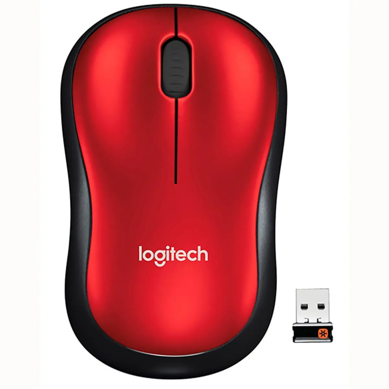 MOUSE LOGITECH M185 ROJO-NEGRO WIRELESS USB PLUG AND PLAY