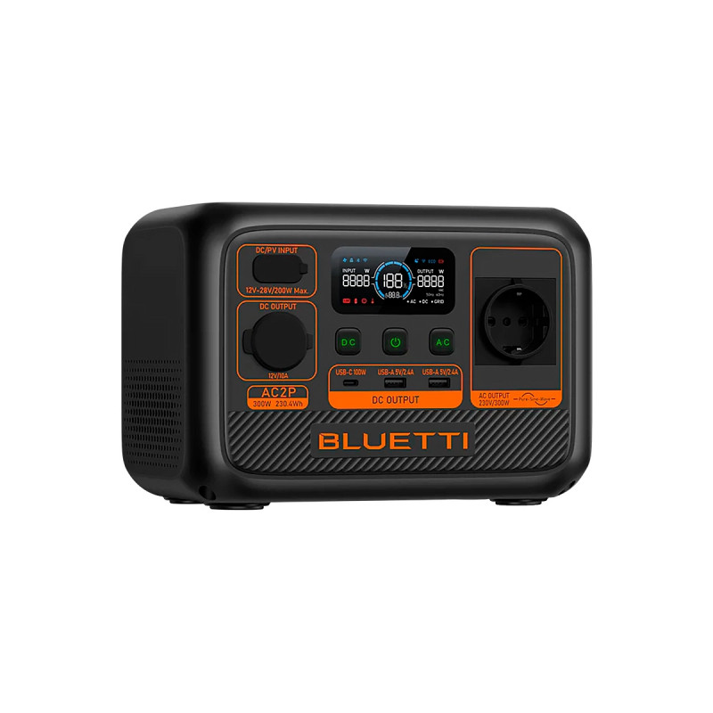 Portable Power Station BLUETTI AC2P AC2P 230.4Wh 300W 1USB-C-100W  2USB-A-5V-2.4A 2AC-OUTPUT