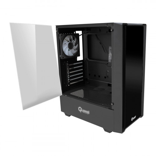 CASE QUASAD GAMING 0.5MM GLASS-WASHABLE DUSH FILTER SIDE-GLASS 3USB HD-AUD 4VEN-RGB810 ATX-FULL-SIZE