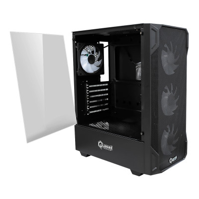 CASE QUASAD GAMING 0.5MM METAL-MESH SIDE-GLASS 3USB HD-AUD 4VEN-RGB810 ATX-FULL-SIZE