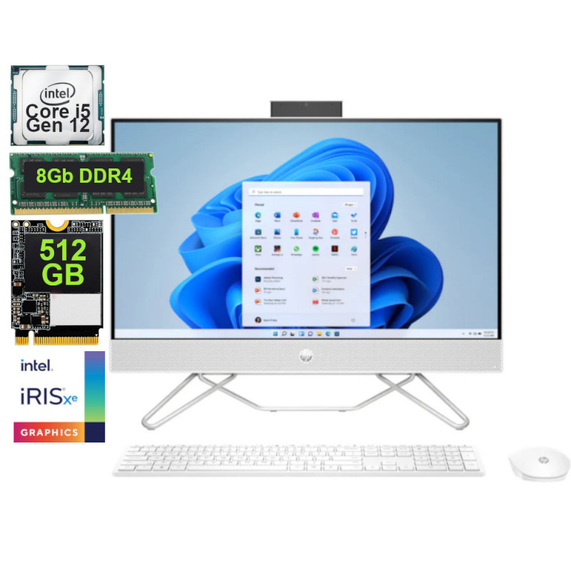 PC HP All-in-One 24-cb1025la Intel Core i5-1235U Gen12 512GbM.2 8GbDDR4 23.8Pulgadas (Computadora de Mesa)