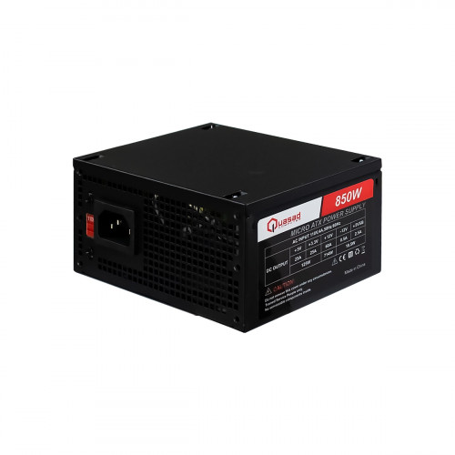 FUENTE DE PODER QUASAD ATX-850W 450W 24 - 4 PIN 2XSATA 12CM FAN AC INPUT 240-100V BLACK