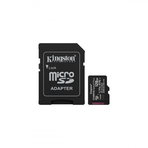 MICRO-SD SDCS3 KINGSTON 128GB CANVAS Select Plus Gen3 100MB-s with Adapter