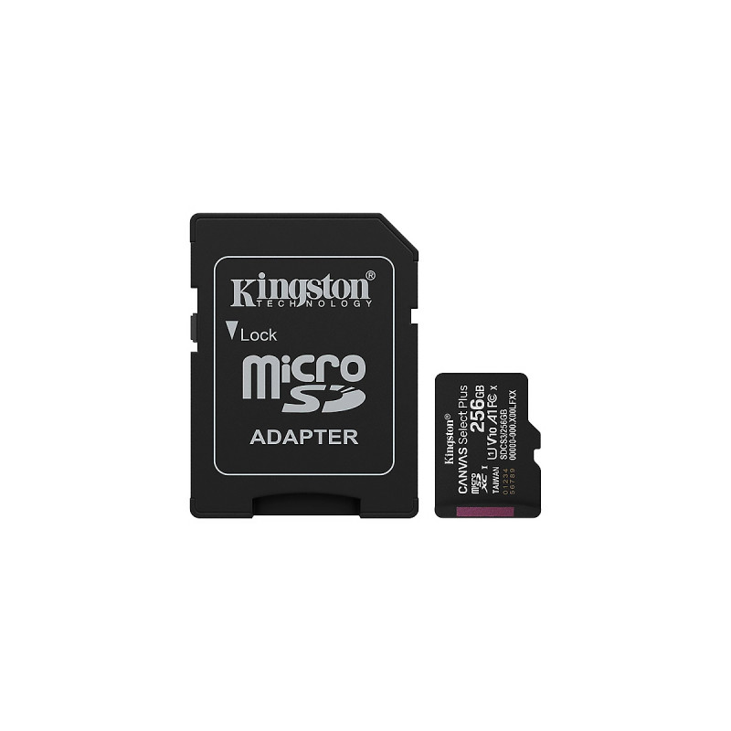 MICRO-SD SDCS3 KINGSTON 256GB CANVAS Select Plus Gen3 150MB-s with Adapter
