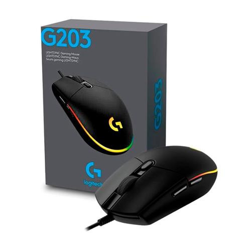 MOUSE LOGITECH GAMING G203 Negro ALAMBRICO RGB LIGHTSYNC G-HUB