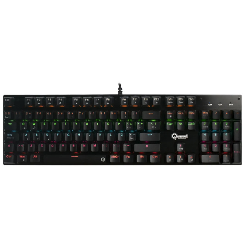TECLADO QUASAD QKM-G80 MECANICO FULL SIZE LIGHTING 9LIGHT MODES SCROLLING WIRES USB-A NEGRO