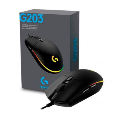 MOUSE LOGITECH GAMING G203 Negro ALAMBRICO RGB LIGHTSYNC G-HUB