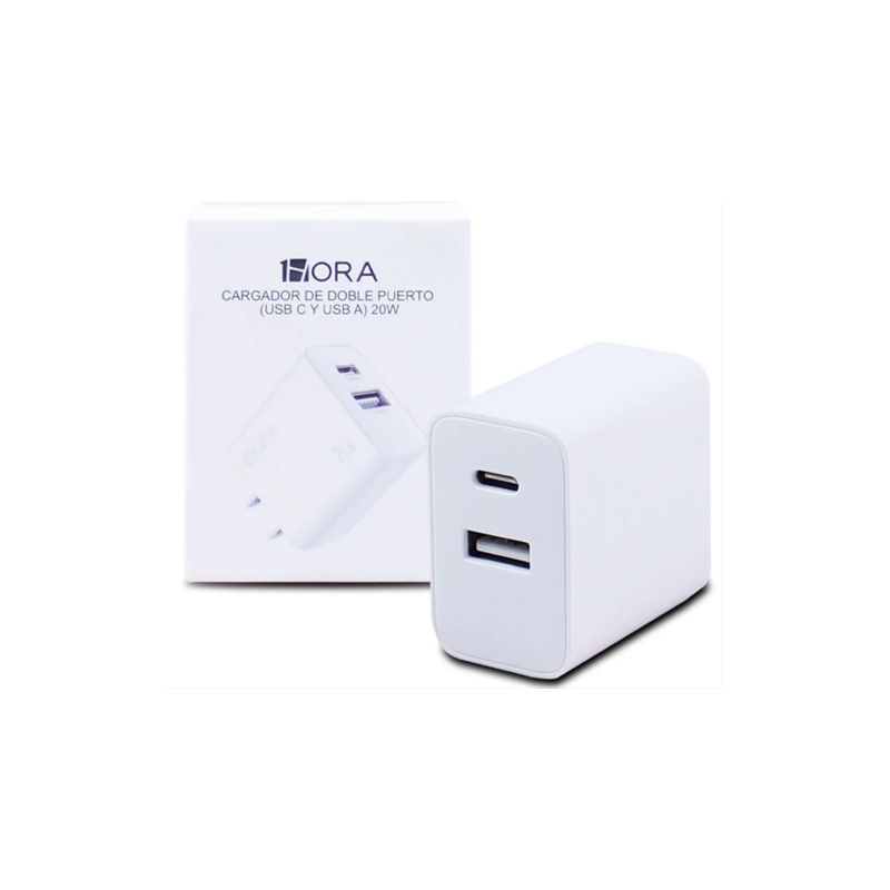CARGADOR 1Hora Gar161 (USB C Y USB A) 20W