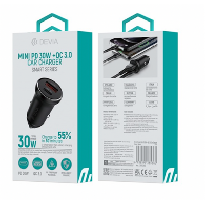 Cargador Cigarrera Smart Series Mini PD 30W + QC 3.0  Car Changer EA442