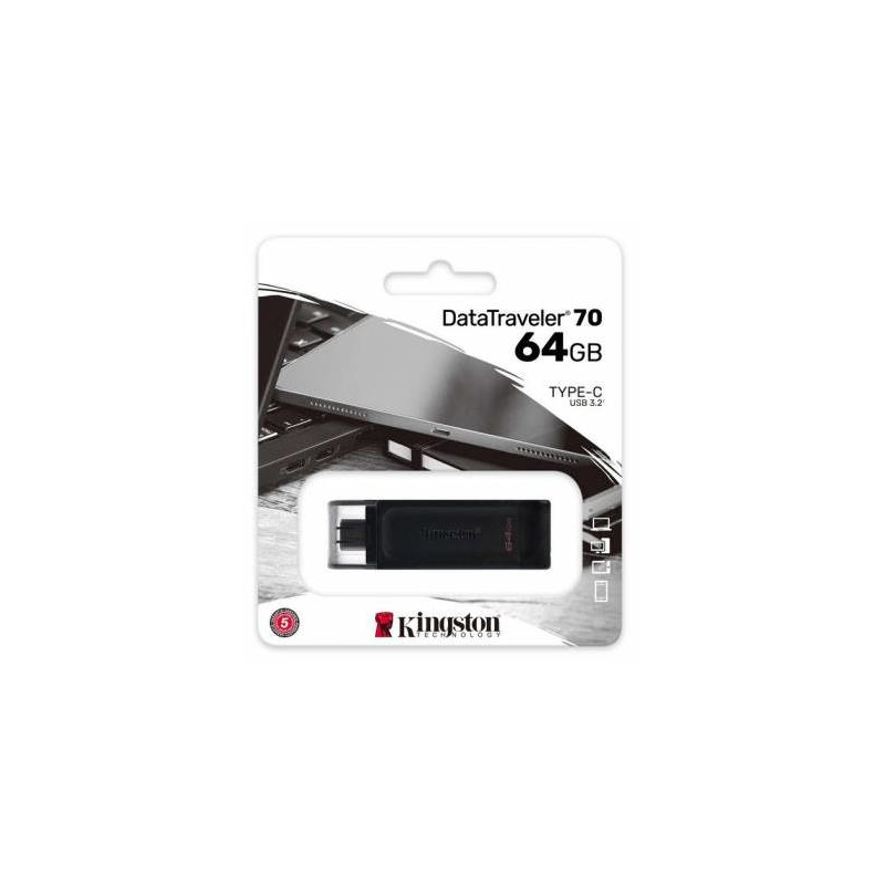 Flash Memory KINGSTON DataTraveler 70 DT70 64GB USB-C Black
