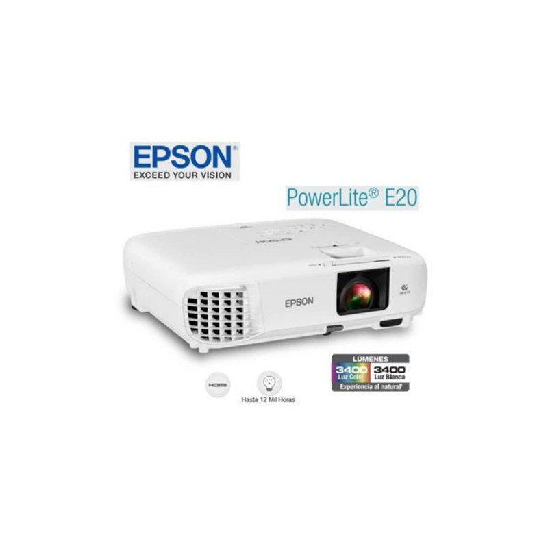 PROYECTOR EPSON POWER LITE E20 Salas de Clases 3LCD XGA HDMI Calculadoor de Dis-Tam Proy.