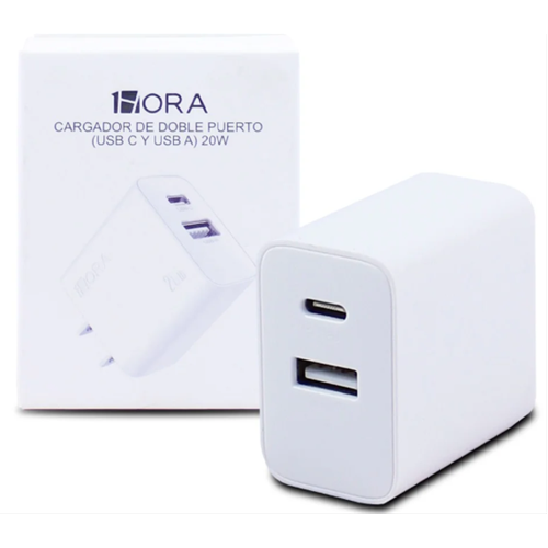 CARGADOR 1Hora Gar161 (USB C Y USB A) 20W