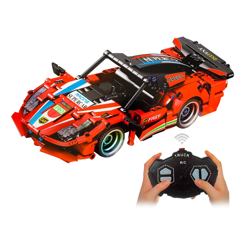 CARRO ARMABLE CONTROL REMOTO 354 Piezas Modelo Ferrari Rojo 6 Anios o mas